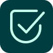 A teal checkmark icon inside a stylised shield on a dark teal background.