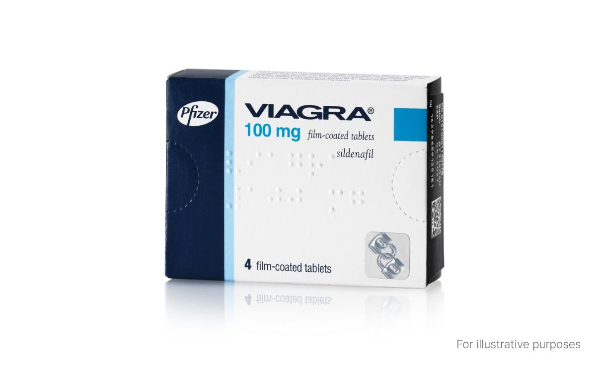 Viagra 100mg, 4 film coated tablets, erectile dysfunction treatment