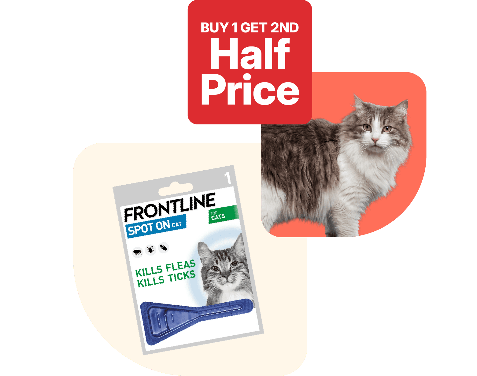 Buy 1 get 1 half price on selected Frontline spot-on flea & tick treatment