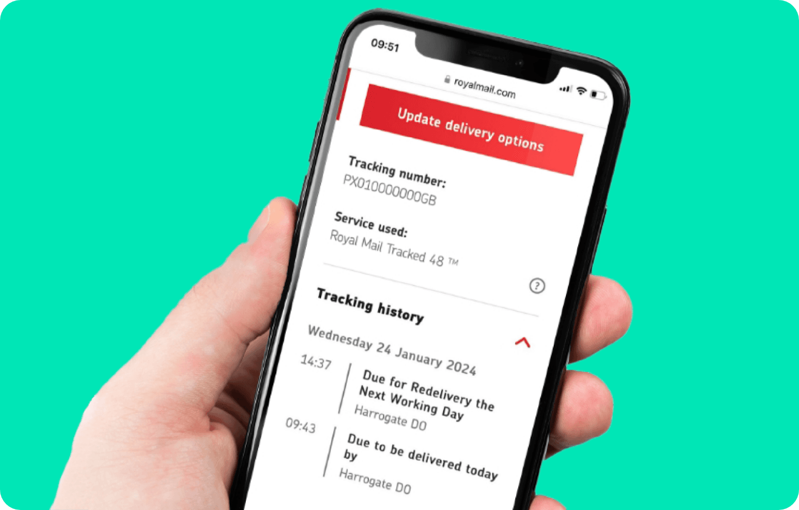 A customer tracking their order on the royal mail website