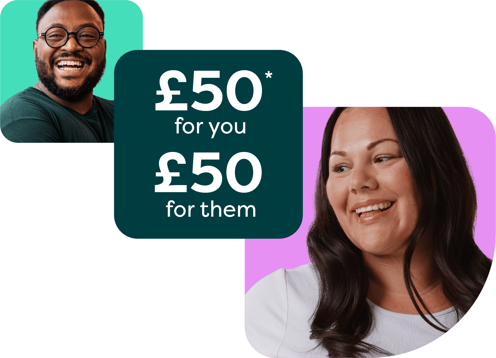 Refer friends and family to get £50 for you and them*