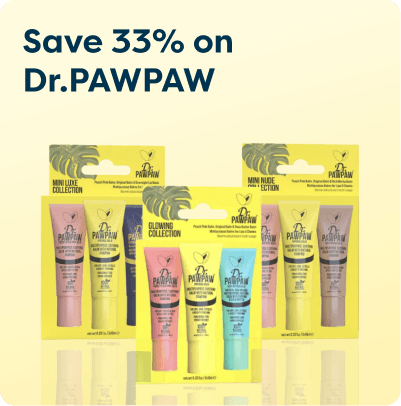 Save 33% on Dr.PAWPAW at Pharmacy2U. A selection of Dr.PAWPAW balm products is displayed.