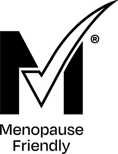 The Mtick logo with text menopause friendly
