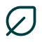 A green leaf outline with a diagonal line through it, forming a unique symbol.