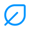 A stylised blue leaf icon with a diagonal line running through it, resembling a geometric design.