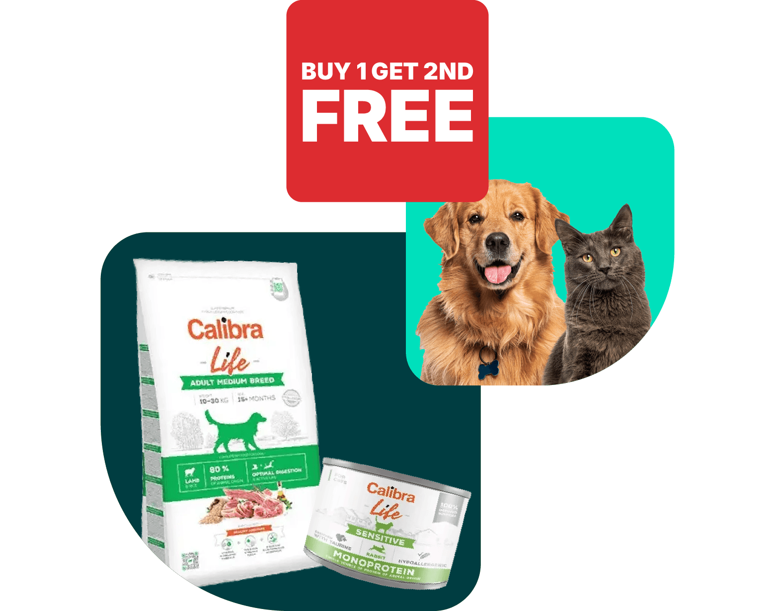 Buy 1 get 1 free on Calibra dog & cat food
