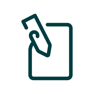 Icon of a pencil writing on a blank sheet of paper.