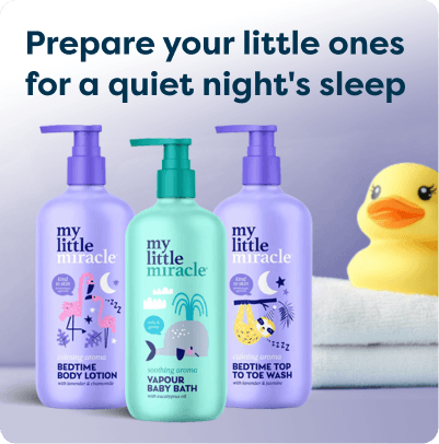 Every Day Low Prices on My Little Miracle at Pharmacy2U. Three My Little Miracle baby care products are displayed, including calming products to support children's bedtime routines.