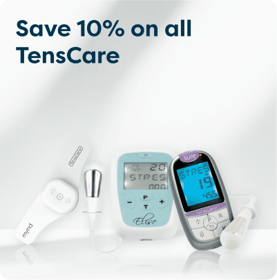 Save 10% on all TensCare at Pharmacy2U. Three TensCare electronic health devices are displayed.