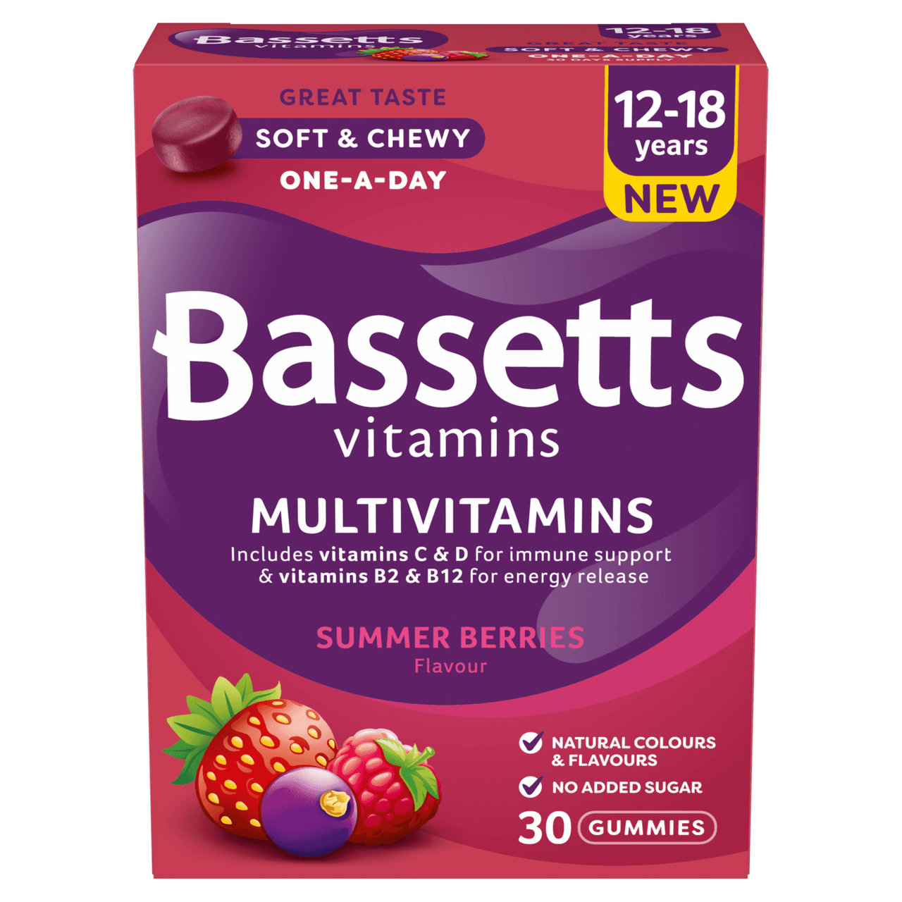 Bassetts Vitamins 12-18 Summer Berries Flavour Multivitamins 30 Gummies Image 1