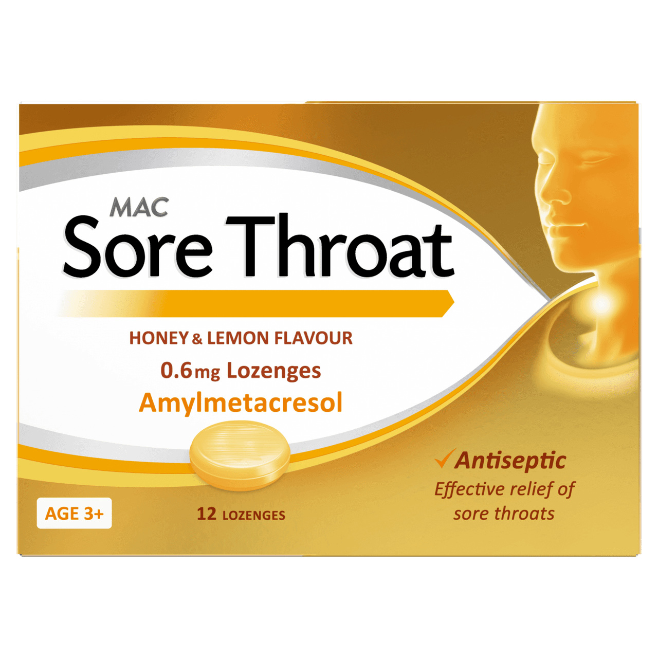 Mac Sore Throat Honey and Lemon Flavour 12 Lozenges Image 1