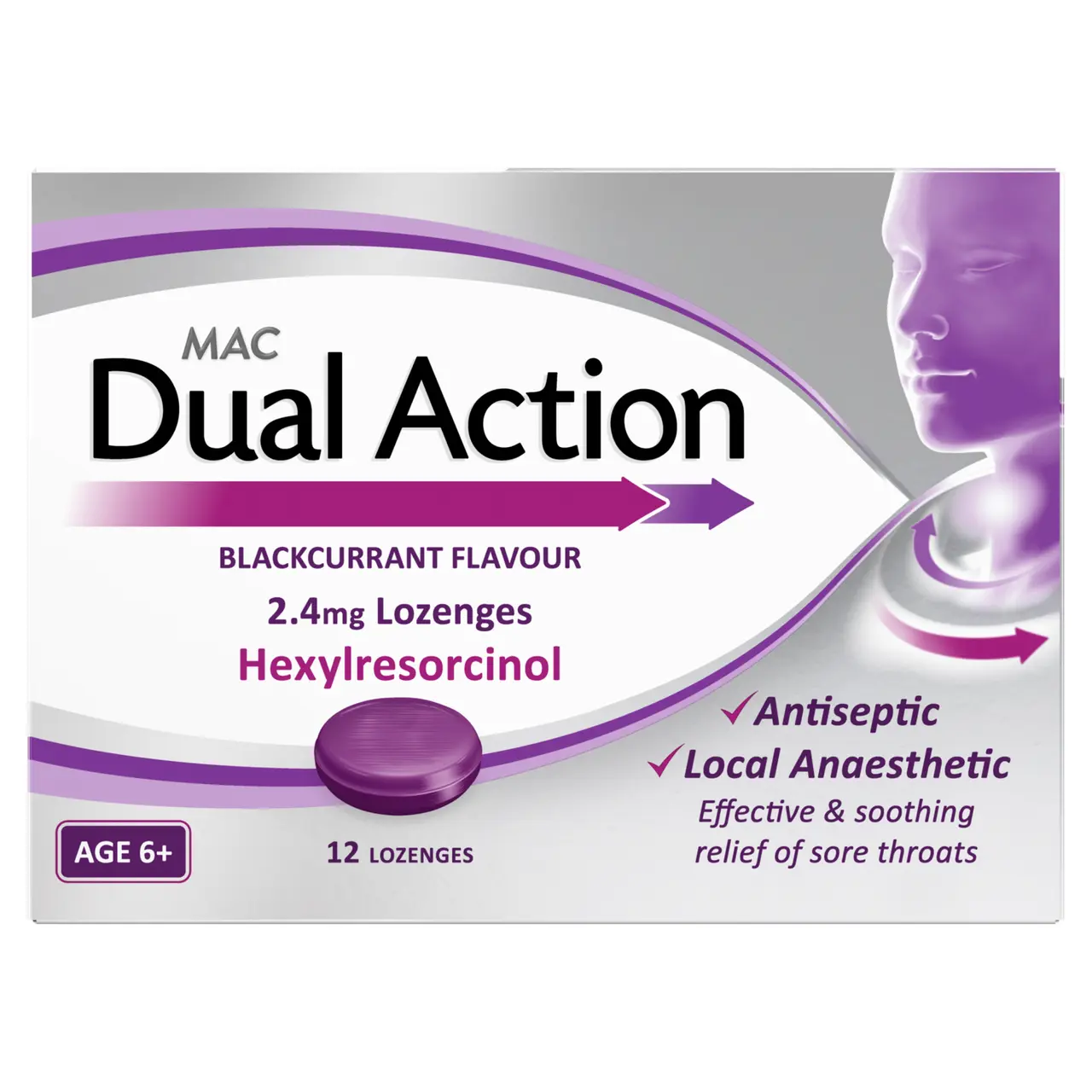 Mac Dual Action Blackcurrant Flavour 12 Lozenges Image 1
