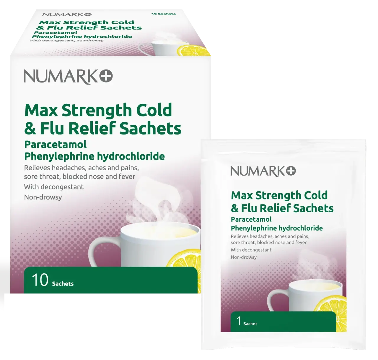 Numark Max Strength Cold+Flu Relief 10 Sachets Image 1