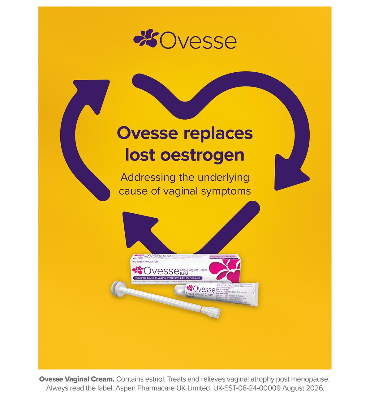 Ovesse 1mg/g Vaginal Cream - 15g Tube + Applicator Image https://cdn11.bigcommerce.com/s-g585yu857h/images/stencil/1280w/products/11762/38655/Ovesse_image_03__84550.1788275211.jpg1