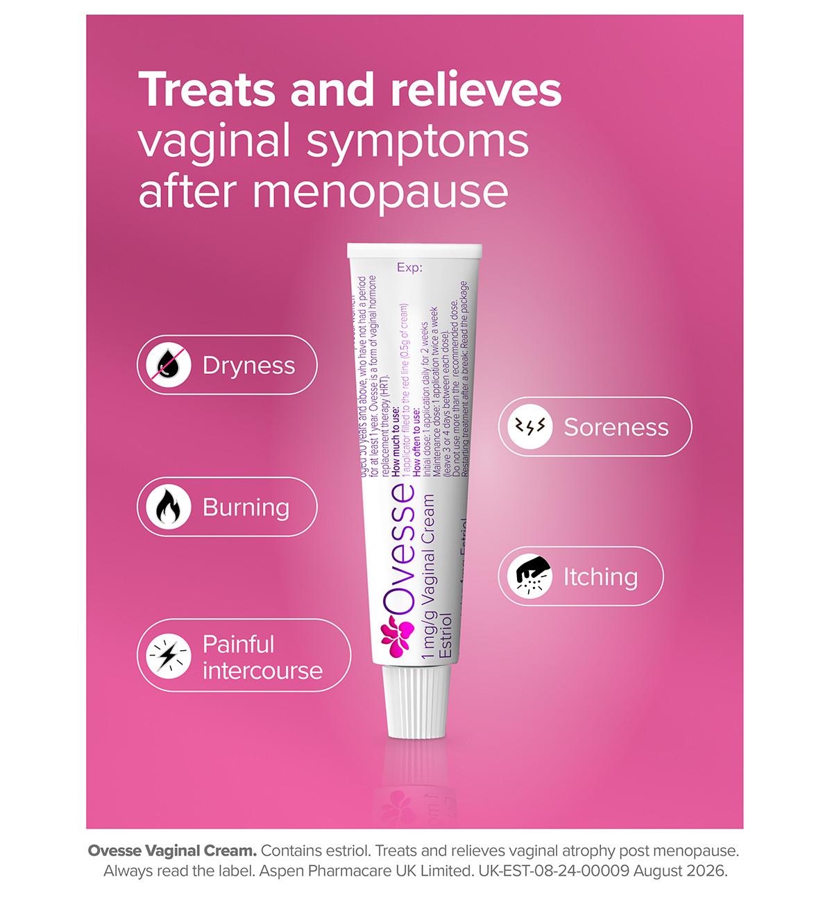 Ovesse 1mg/g Vaginal Cream - 15g Tube + Applicator Image https://cdn11.bigcommerce.com/s-g585yu857h/images/stencil/1280w/products/11762/38658/Ovesse_image_02__90860.1788275211.jpg1