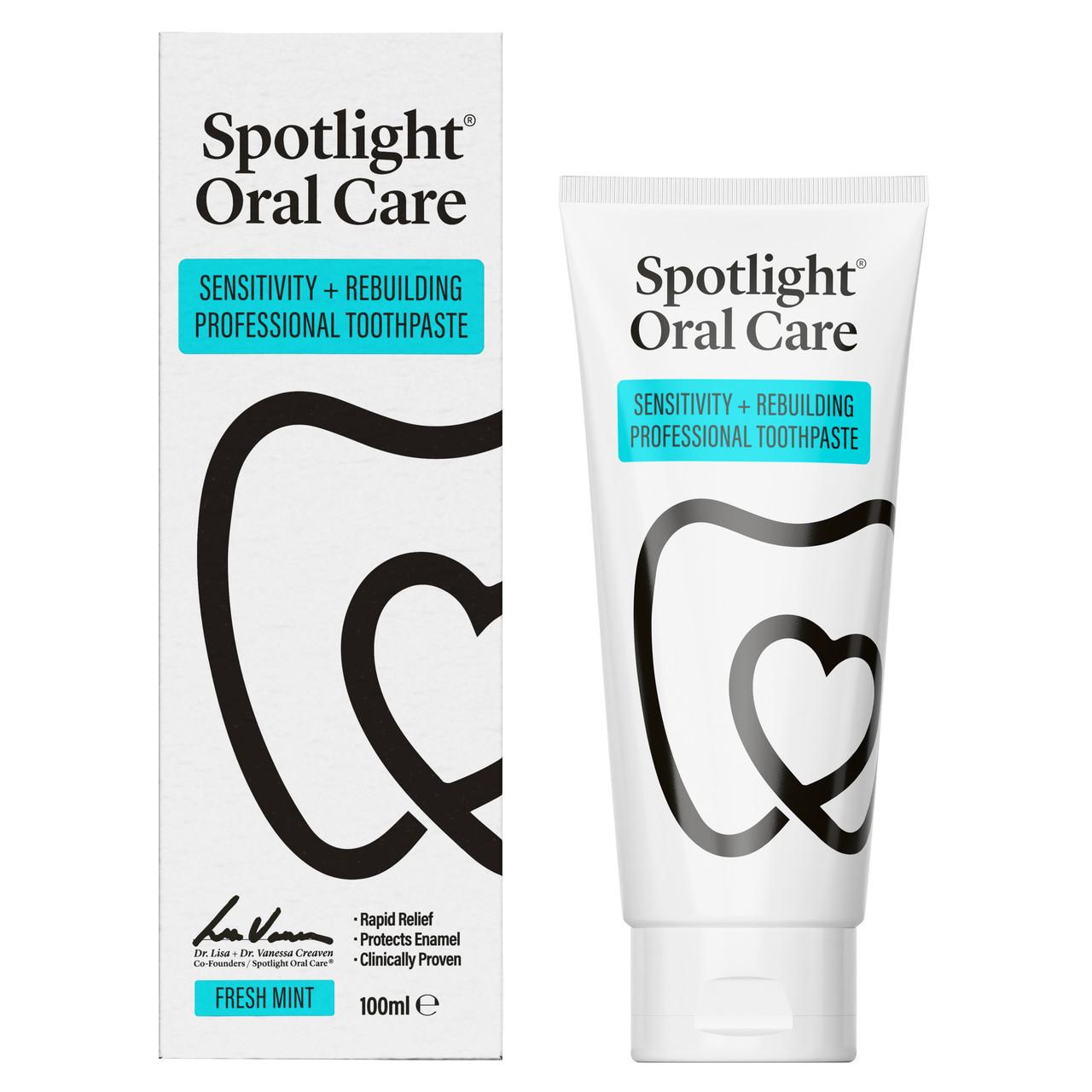 Spotlight Oral Care Sensitivity + Rebuilding Professional Toothpaste 100ml Image https://cdn11.bigcommerce.com/s-g585yu857h/images/stencil/1280w/products/11792/18709/5391531563221__84005.1758115333.jpg1