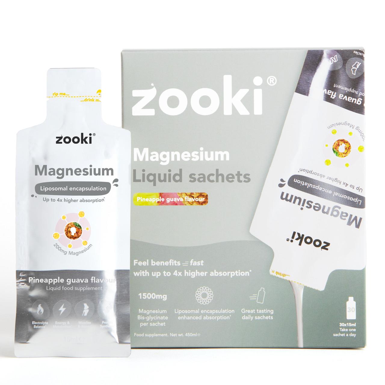Zooki Liposomal Magnesium Bisglycinate 1,500mg Pineapple Guava Flavour 15ml 30 Sachets Image 1