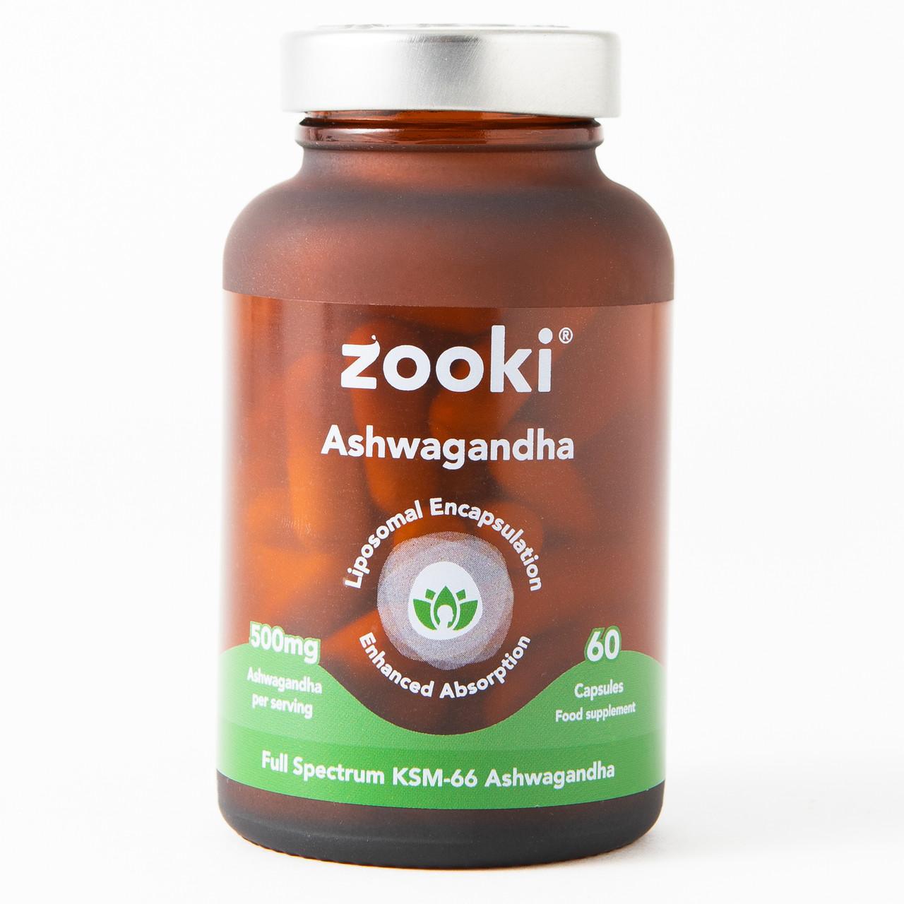 Zooki Liposomal Ashwagandha KSM-66 500mg 30 Day Supply 60 Capsules