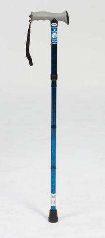 Soft Grip Folding Walking Stick - Blue Crackle Image 1