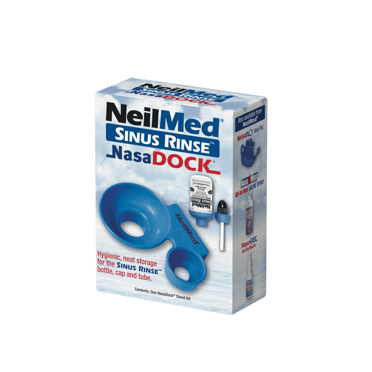 Neilmed NasaDock Plus Stand for Sinus Rinse Bottle and Sachet Storage Image https://cdn11.bigcommerce.com/s-g585yu857h/images/stencil/1280w/products/12004/20393/2601-ENU-US_NasaDock-Rev06-Left__09399.1782900036.png1