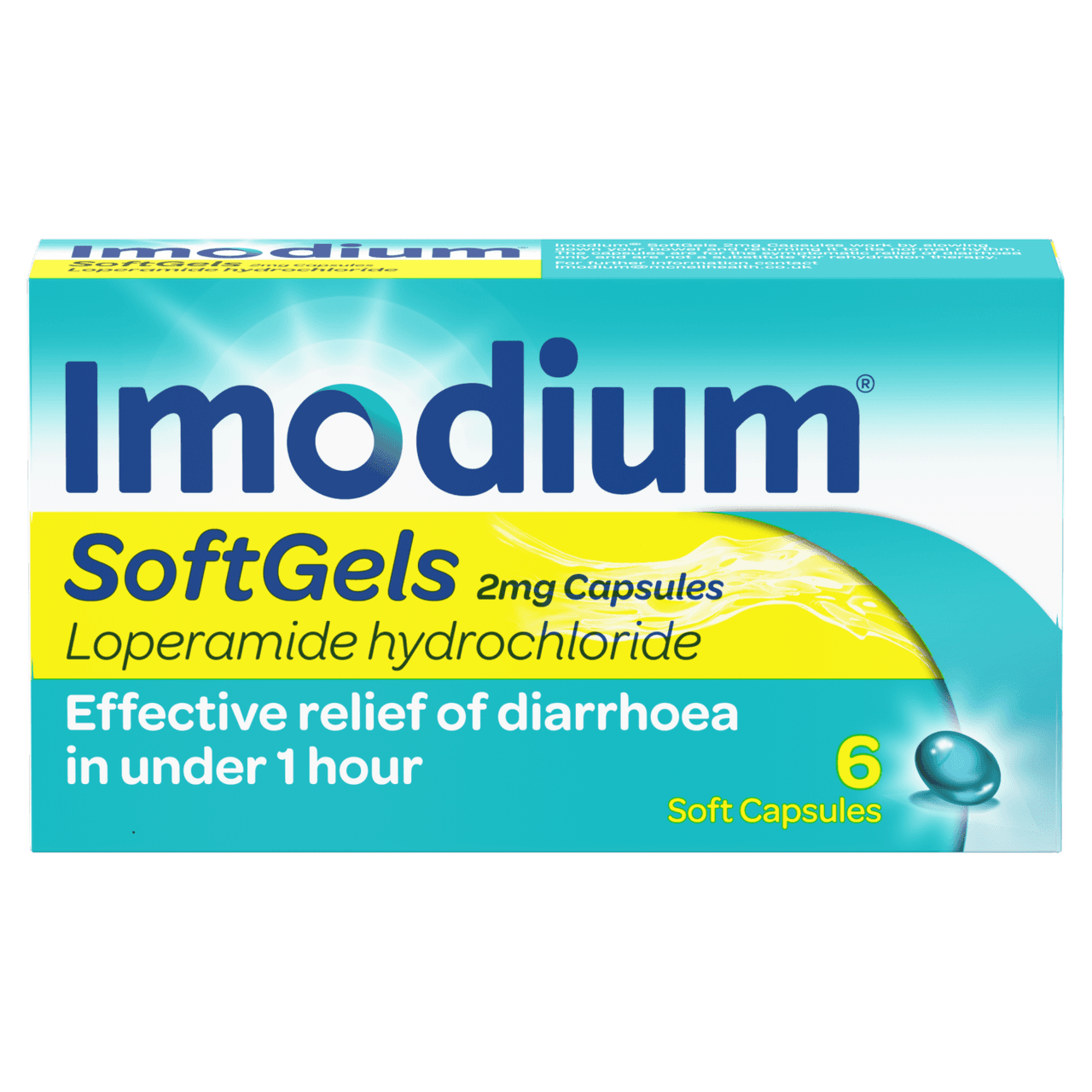 Imodium SoftGels Loperamide 2mg 6 Capsules Image 1