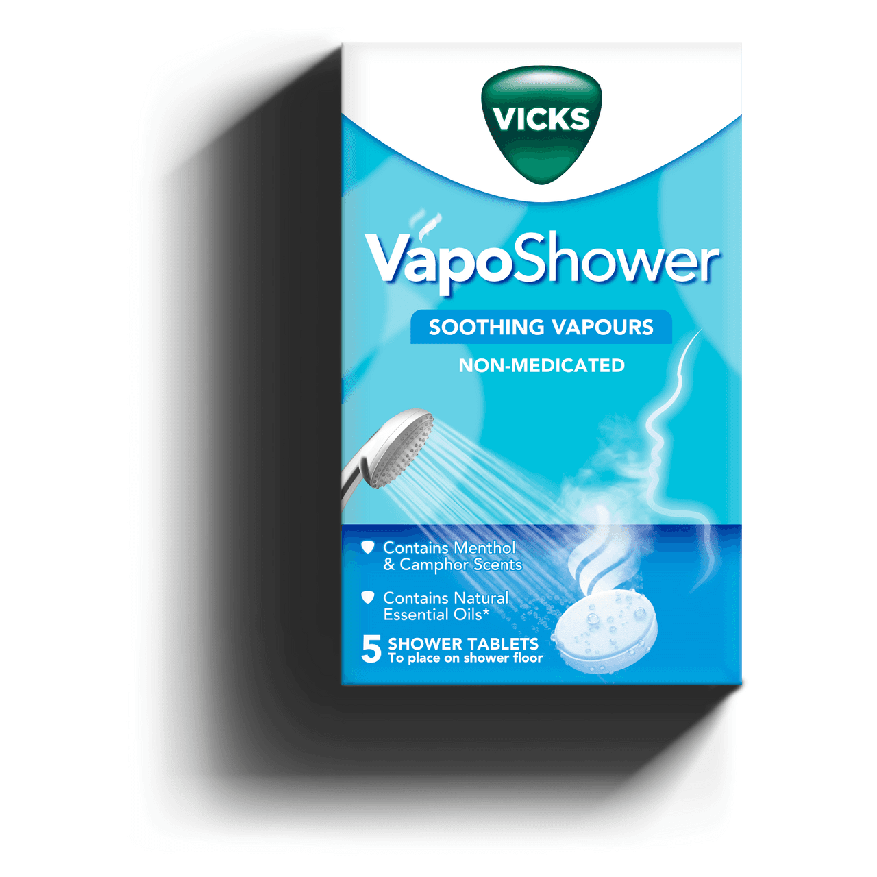 Vicks Vapo Shower With Menthol & Camphor Scents Soothing Vapors 5 Tablets Image 1