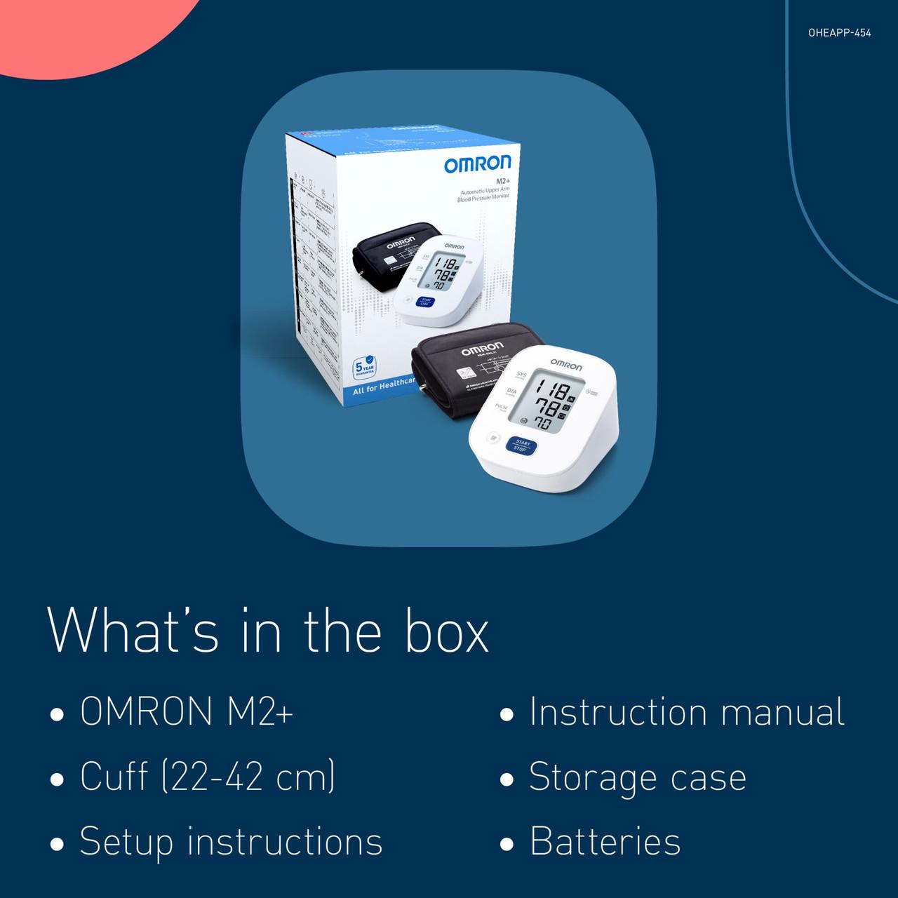Omron M2+ Upper Arm Blood Pressure Monitor (HEM-7188-LE) Image https://cdn11.bigcommerce.com/s-g585yu857h/images/stencil/1280w/products/12045/20425/Product_Detail_Page-20230415_Square_1080x1080px_M2_UK_26__75570.1760949745.jpg1
