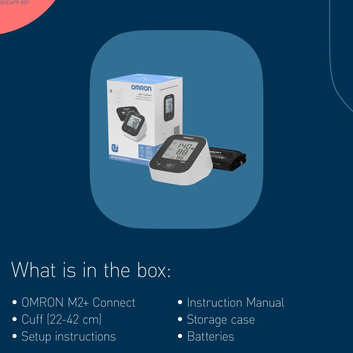Omron M2+ Connect Upper Arm Blood Pressure Monitor (HEM-7188T1-LE) Image https://cdn11.bigcommerce.com/s-g585yu857h/images/stencil/1280w/products/12049/23225/162966-6__84640.1761638606.jpg1