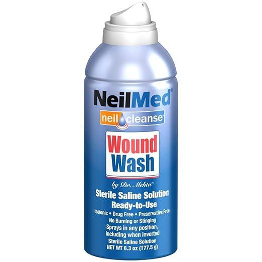 NeilMed Wound Wash Sterile Saline Spray to Cleanse Wound and Piercing Aftercare 177ml Image 1