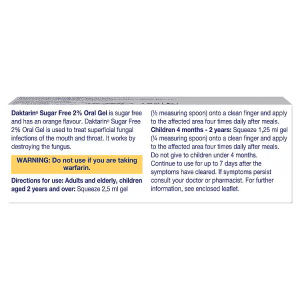 Daktarin Sugar Free 2% Oral Gel 15g Image https://cdn11.bigcommerce.com/s-g585yu857h/images/stencil/1280w/products/12126/20328/2790-rear__76097.1760519969.png1