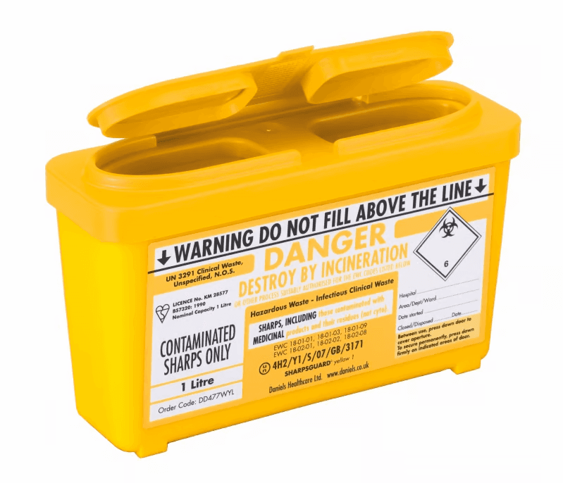 Sharpsguard Yellow Sharps Bin 1L Image 1