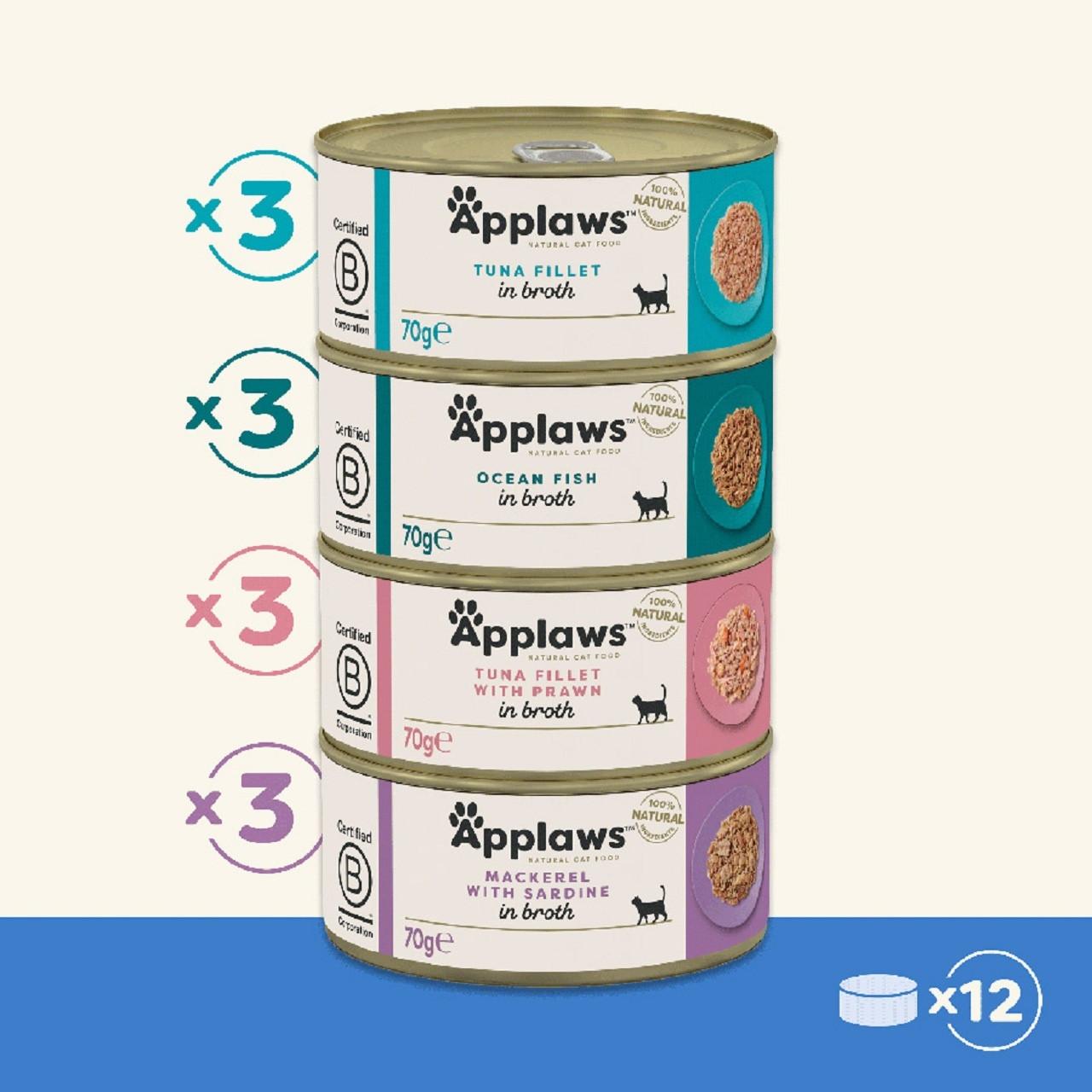 Applaws Adult Wet Cat Food Tin Tuna & Fish in Broth Selection Multi Pack 12x70g Image https://cdn11.bigcommerce.com/s-g585yu857h/images/stencil/1280w/products/13049/22872/Applaws-Adult-Wet-Cat-Food-Tin-Tuna-%26-Fish-in-Broth-Selection-Multi-Pack-12x70g__19549.1761322399.jpg1