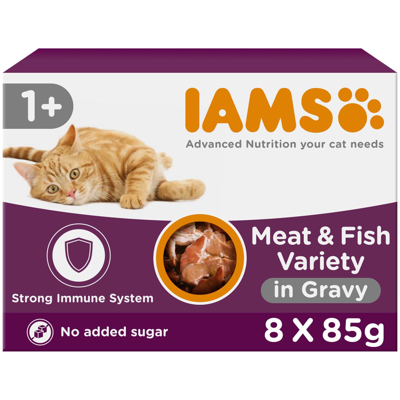 IAMS Delights Land & Sea in Gravy for Cats 24x85g Image 1