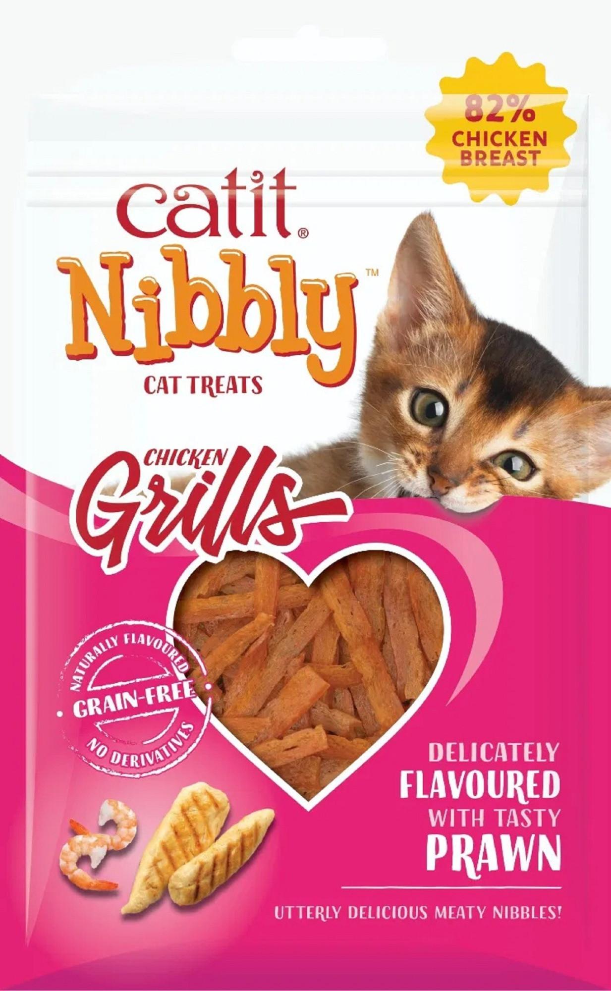 Catit Nibbly Grills Cat Treats Chicken & Prawn Flavour 30g Image https://cdn11.bigcommerce.com/s-g585yu857h/images/stencil/1280w/products/13314/21970/Catit-Nibbly-Grills-Cat-Treats-Chicken--26-Prawn-Flavour-30g__27701.1761055522.jpg1
