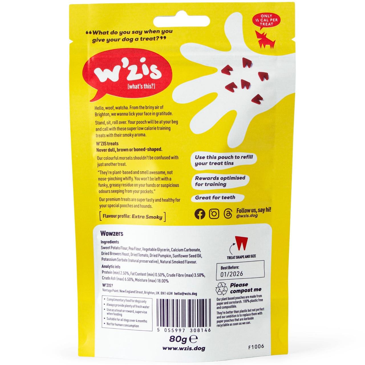 WZIS Healthy Dog Training Treats (0.5 cal) Wowzers 80g Image https://cdn11.bigcommerce.com/s-g585yu857h/images/stencil/1280w/products/13321/22603/W%27ZIS-3F-Healthy-Dog-Training-Treats-%280.5-cal%29-Wowzers-80g__12827.1761317356.jpg1