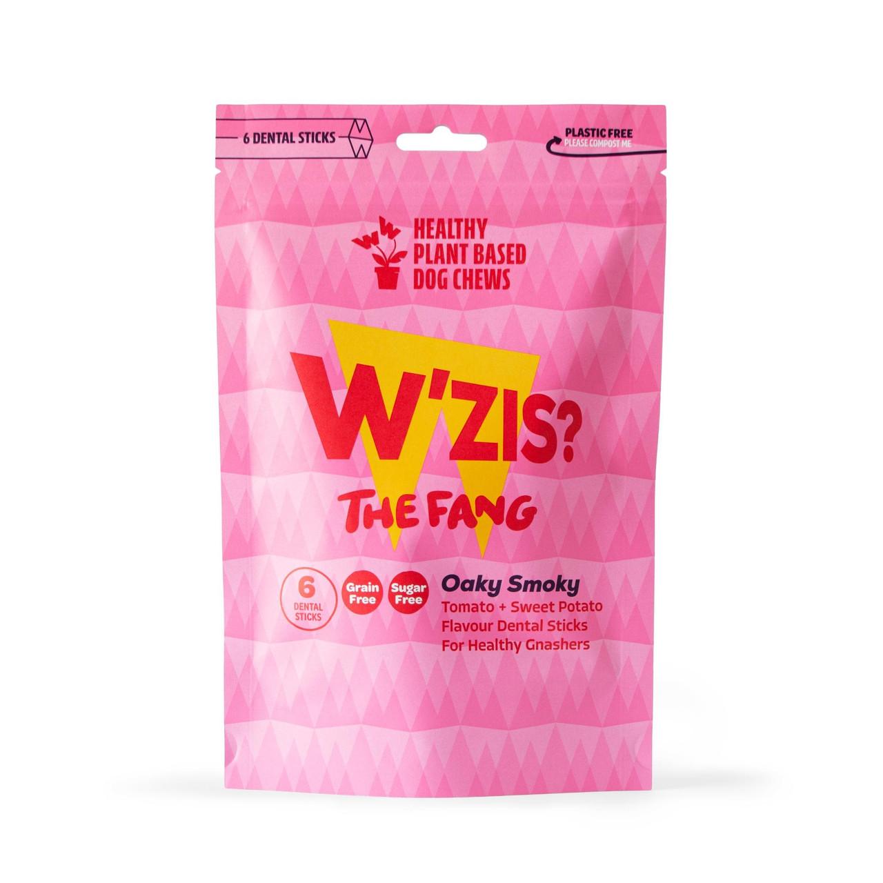 WZIS Healthy Dog Chew Oaky Smoky Fang Dental Stick 6pk 156g Image https://cdn11.bigcommerce.com/s-g585yu857h/images/stencil/1280w/products/13437/22092/W%27ZIS-3F-Healthy-Dog-Chew-Oaky-Smoky-Fang-Dental-Stick--6pk-156g__33824.1761055602.jpg1