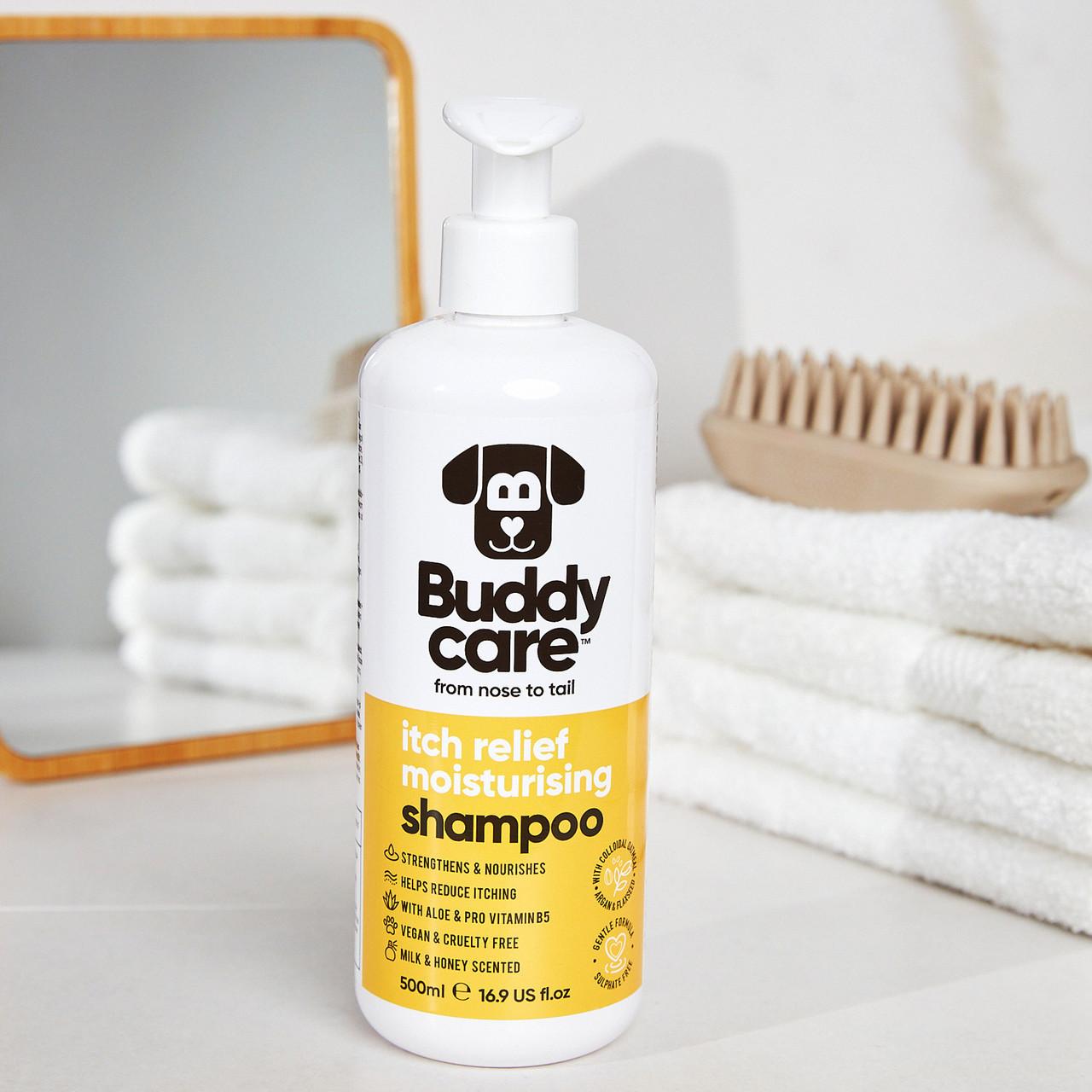 Buddycare Dog Shampoo - Itch Relief - 500ml / 16.9 fl oz Image https://cdn11.bigcommerce.com/s-g585yu857h/images/stencil/1280w/products/13476/22635/-16.9-fl-oz__00103.1761317571.jpg1