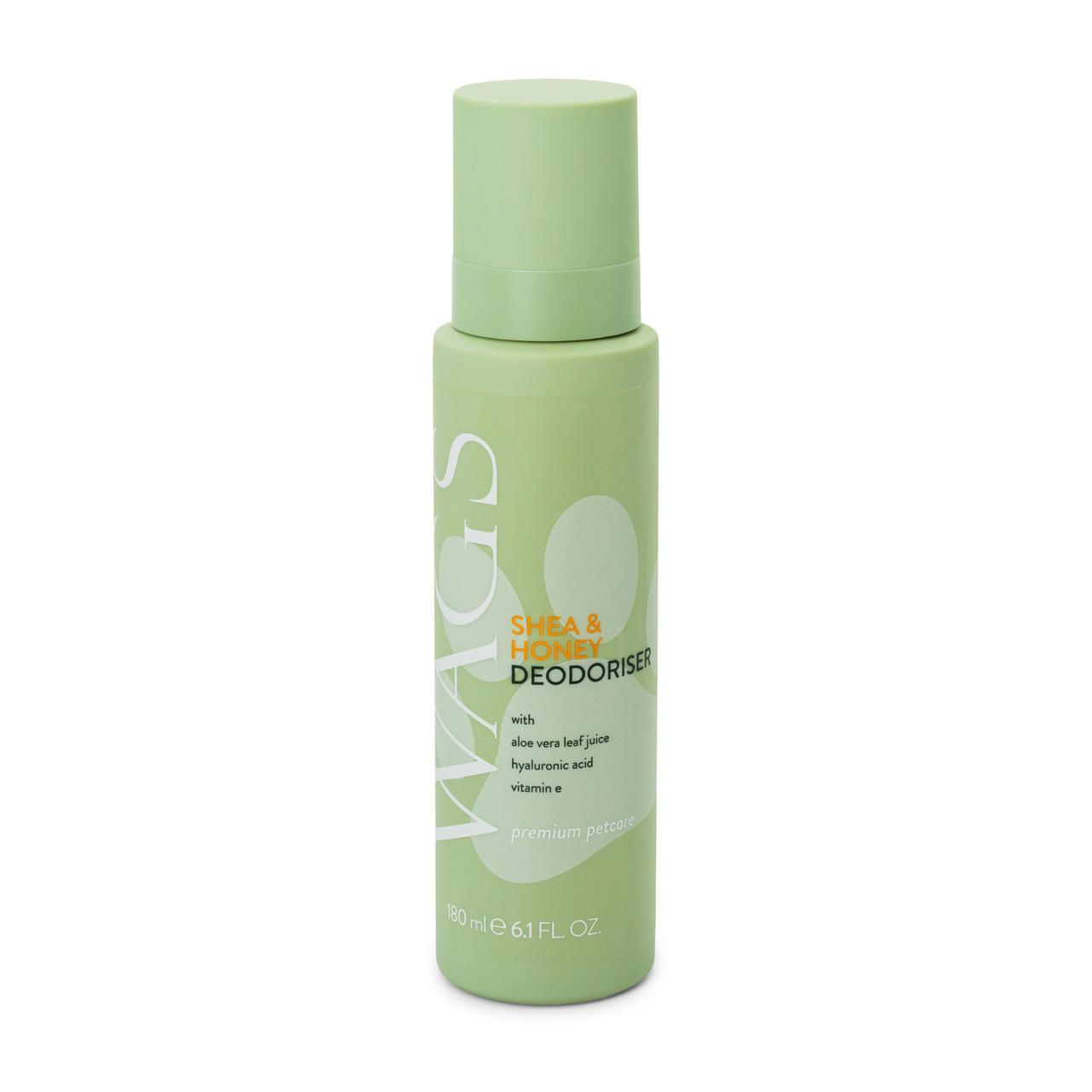 WAGS Shea & Honey Fragranced Deodouriser for Dogs180ml Image https://cdn11.bigcommerce.com/s-g585yu857h/images/stencil/1280w/products/13513/22165/WAGS-Shea--26-Honey-Fragranced-Deodouriser-180ml__95617.1761055778.jpg1