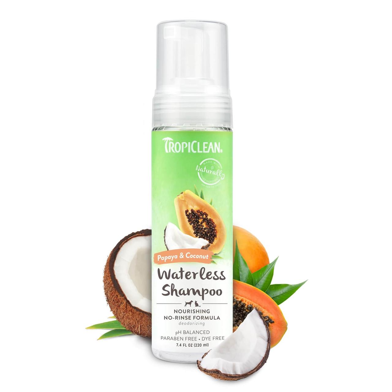 TropiClean Waterless Shampoo Papaya and Coconut for Dogs and Cats 220ml Image https://cdn11.bigcommerce.com/s-g585yu857h/images/stencil/1280w/products/13514/22938/TropiClean-Waterless-Shampoo-Papaya-and-Coconut-220ml__56407.1761322448.jpg1