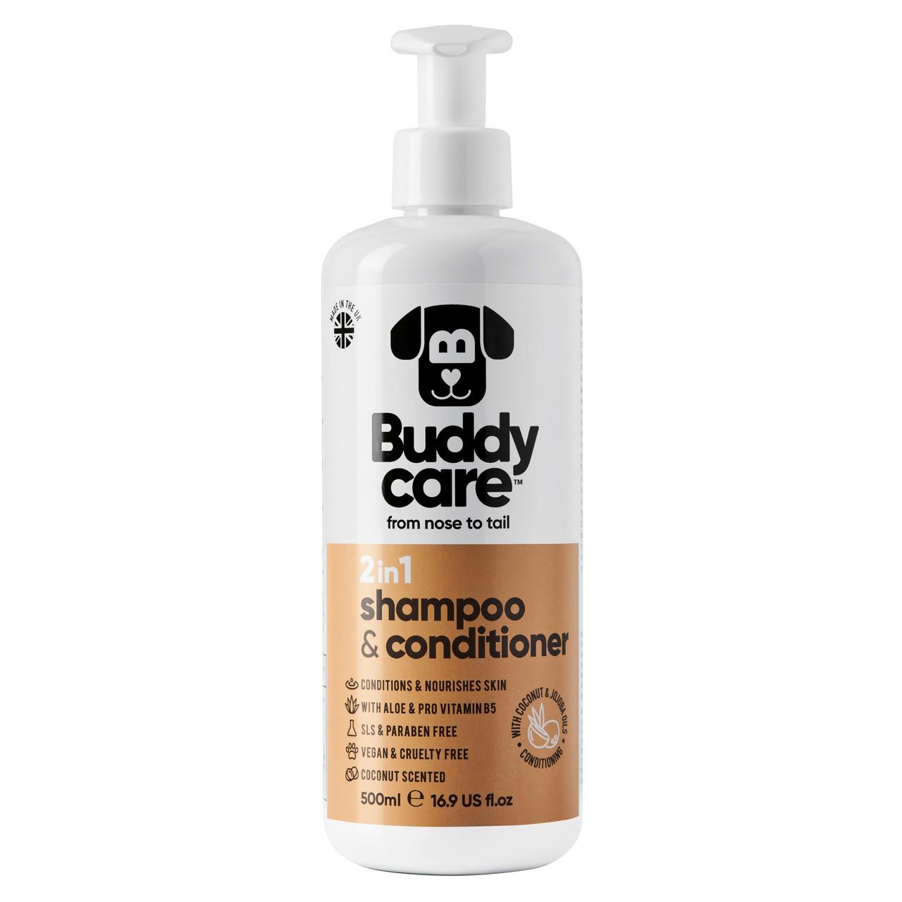 Buddycare 2in1 Shampoo & Conditioner for Dogs- Coconut - 500ml 16.9 fl oz Image https://cdn11.bigcommerce.com/s-g585yu857h/images/stencil/1280w/products/13521/22644/-16.9-fl-oz__00001.1770043421.jpg1