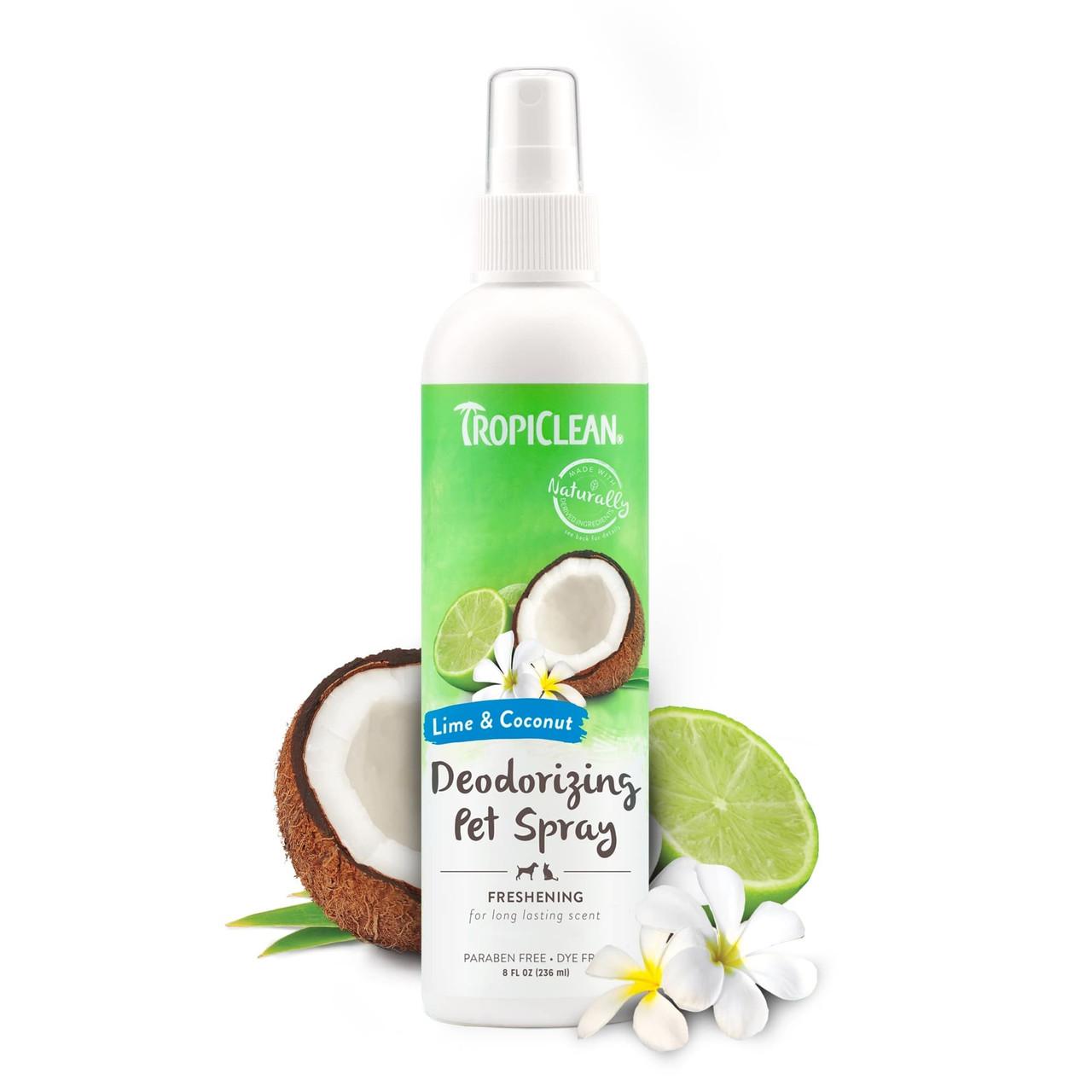 TropiClean Lime and Coconut Deodorising Spray for Dogs and Cats 236ml Image https://cdn11.bigcommerce.com/s-g585yu857h/images/stencil/1280w/products/13542/22959/TropiClean-Lime-and-Coconut-Deodorising-Spray-236ml__49568.1761322464.jpg1