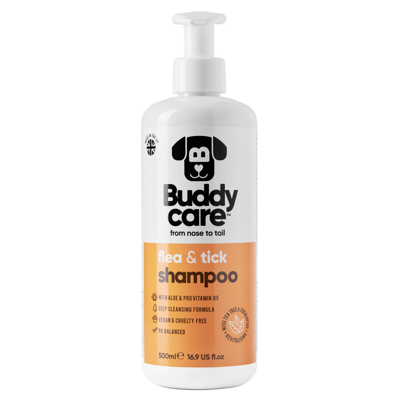 Buddycare Dog Shampoo - Flea & Tick - 500ml / 16.9 fl oz Image https://cdn11.bigcommerce.com/s-g585yu857h/images/stencil/1280w/products/13574/22652/-16.9-fl-oz__66994.1770043405.jpg1