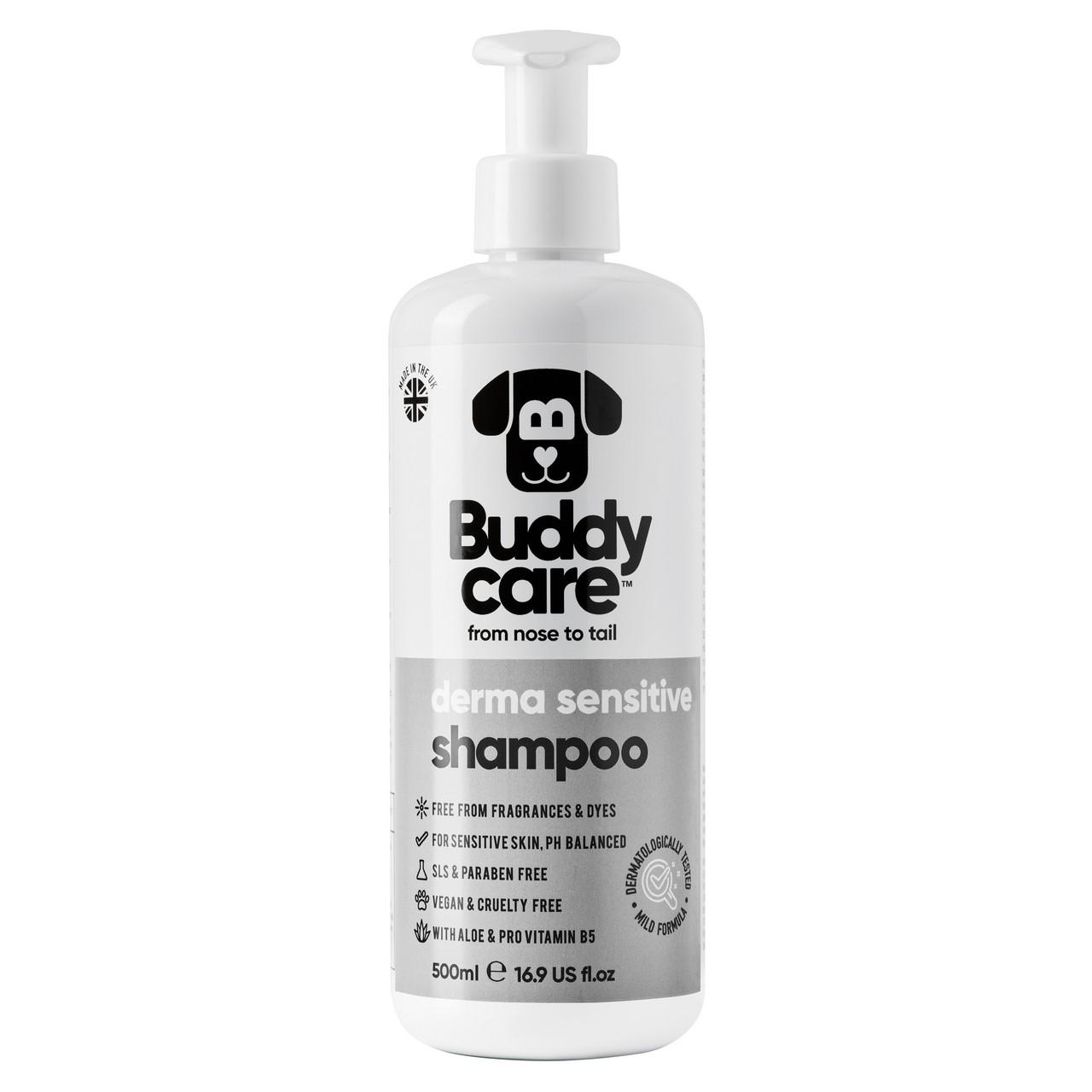 Buddycare Dog Shampoo - Derma Sensitive - 500ml / 16.9 fl oz Image https://cdn11.bigcommerce.com/s-g585yu857h/images/stencil/1280w/products/13582/22230/-16.9-fl-oz__64862.1761055819.jpg1