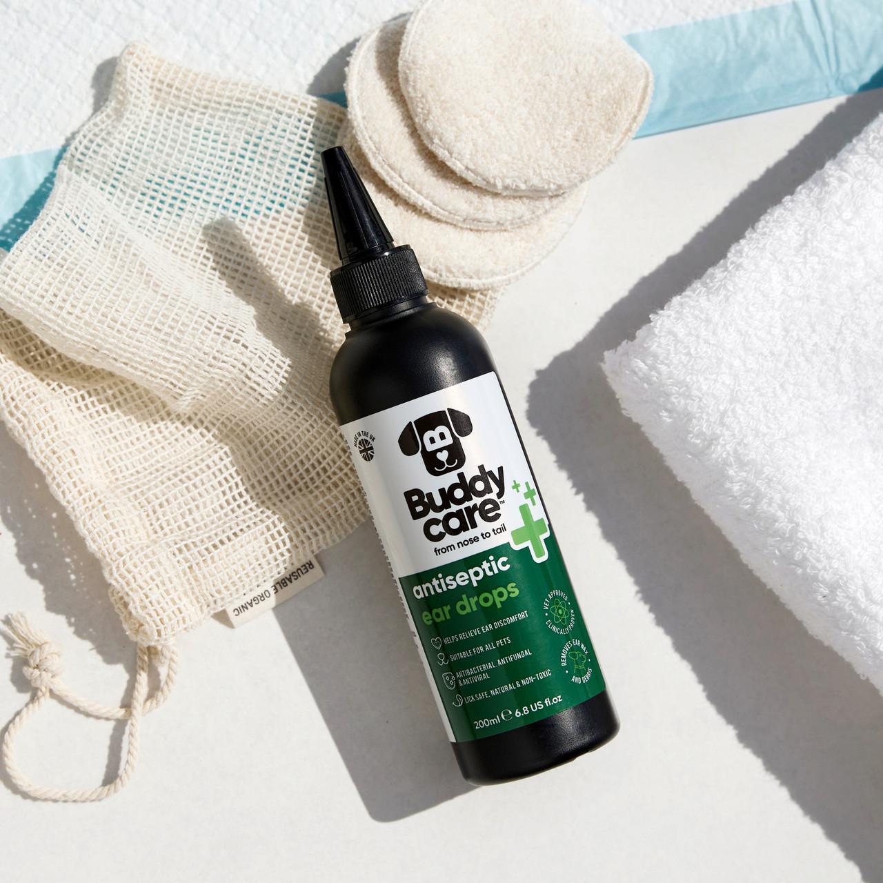 Buddycare Pet Antiseptic Ear Drops - 200ml 6.76 fl oz Image https://cdn11.bigcommerce.com/s-g585yu857h/images/stencil/1280w/products/13587/22656/-6.76-fl-oz__70797.1761317590.jpg1