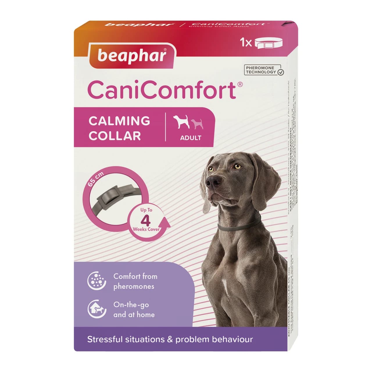 Beaphar CaniComfort Calming Collar Dog 65CM Image https://cdn11.bigcommerce.com/s-g585yu857h/images/stencil/1280w/products/13830/22465/Beaphar-CaniComfort-Calming-Collar-Dog-65CM__03502.1761055972.jpg1