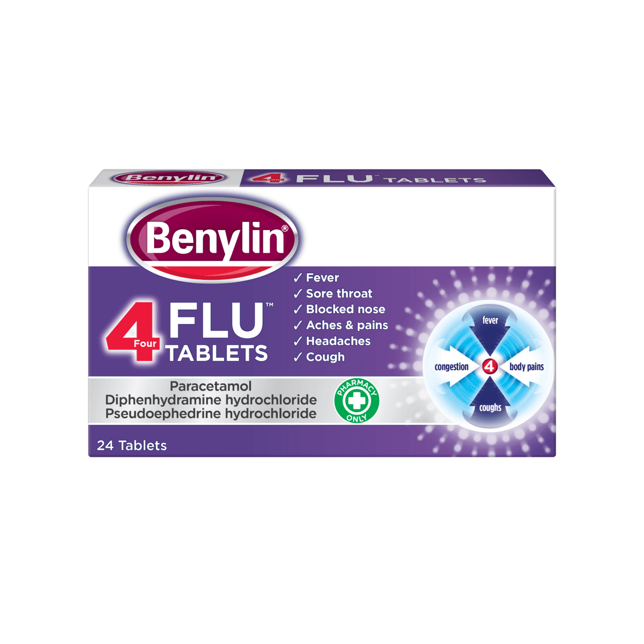 Benylin 4 Flu 24 Tablets Image 1