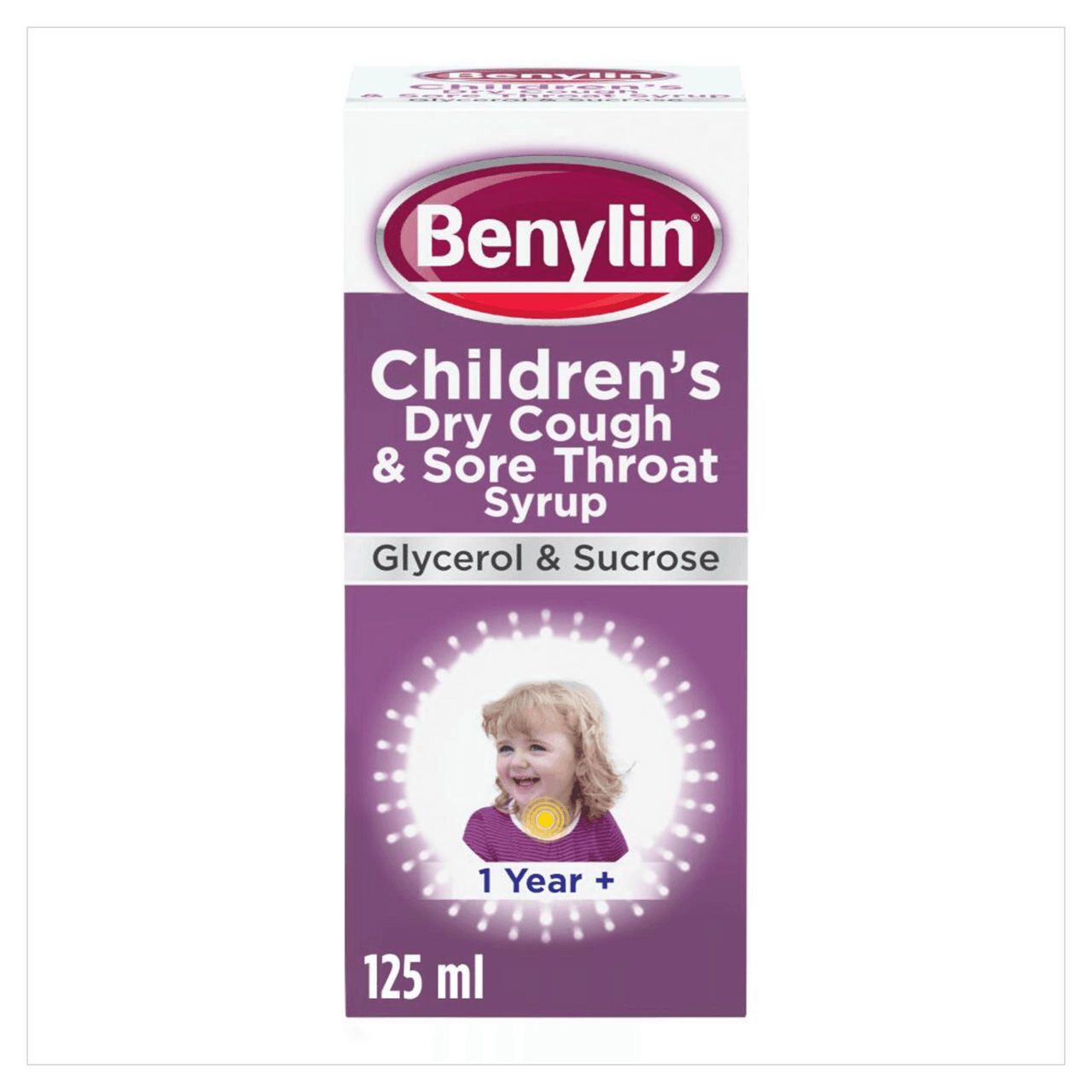 Benylin Children's Dry Cough and Sore Throat Syrup 125ml Image 1