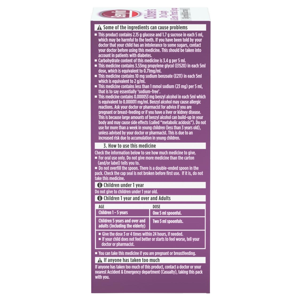 Benylin Children's Dry Cough and Sore Throat Syrup 125ml Image https://cdn11.bigcommerce.com/s-g585yu857h/images/stencil/1280w/products/13885/33597/03574661237008_T23___01935.1783004824.jpg1