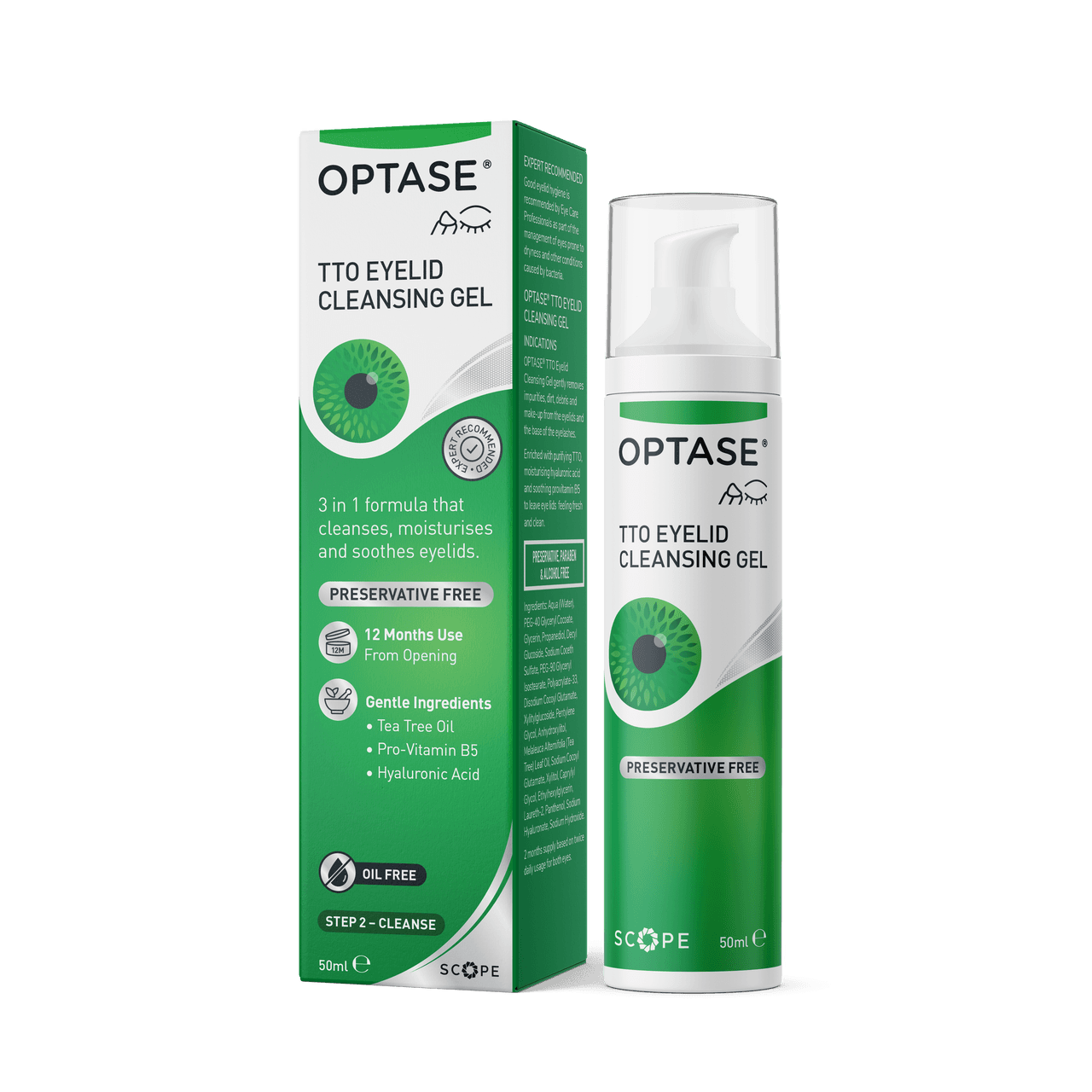 Optase Tea Tree Oil Eyelid Cleansing Gel Preservative Free - 50ml Image 1