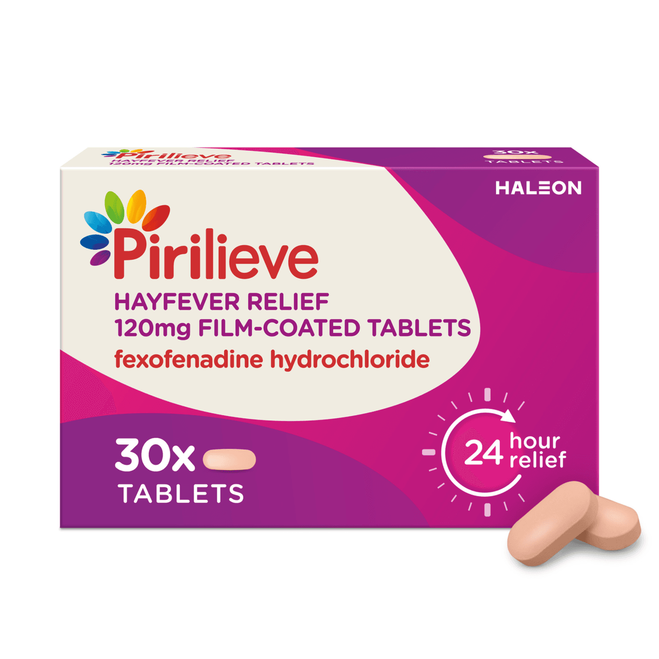 Pirilieve Hayfever Relief 120mg Fexofenadine Hydrochloride 30 Tablets Image 1